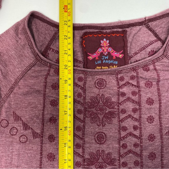 Johnny Was Maroon Embroidered Long Sleeve Shirt XS - Picture 7 of 8
